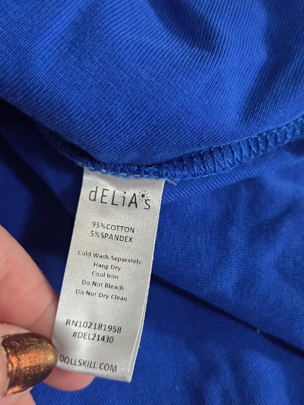 Delia's by Dolls Kill Royal Blue Crystal Button Skater Dress Contrast Seams Sz.